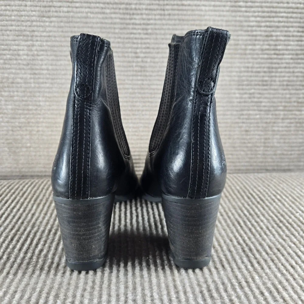 Timberland Womens‎ 6W Black Leather Block Heel Chelsea Ankle Boots A1979